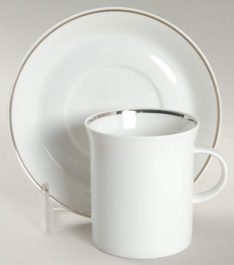Platinum Band Linear Shape Flat Cup & Saucer Set by Rosenthal - Continental-1