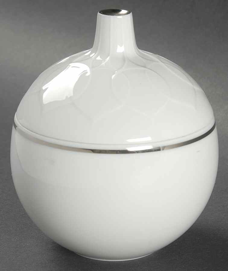 Platinum Band (Lotus Shape) Mini Sugar Bowl & Lid by Rosenthal - Continental-1