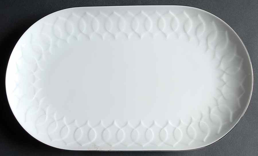 Platinum Band (Lotus Shape) 13" Oval Serving Platter by Rosenthal - Continental-1