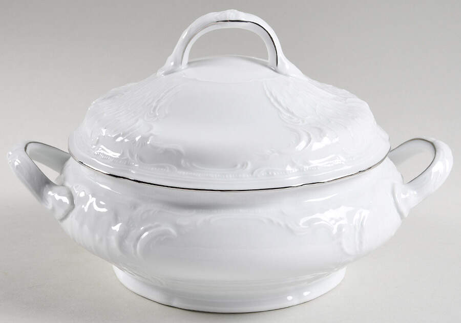 Platinum Band (Sanssouci, White) Round Covered Vegetable by Rosenthal - Continental-1