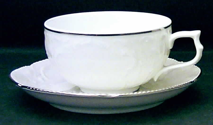 Platinum Band (Sanssouci, White) Flat Cup & Saucer Set by Rosenthal - Continental-1