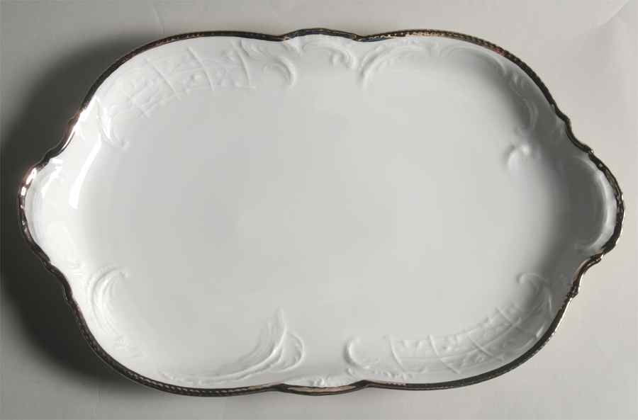 Platinum Band (Sanssouci, White) 15" Oval Serving Platter by Rosenthal - Continental-1