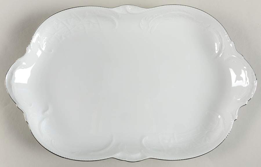 Platinum Band (Sanssouci, White) 13" Oval Serving Platter by Rosenthal - Continental-1