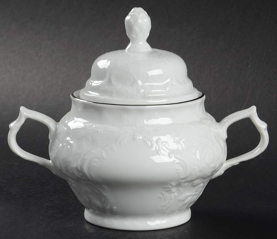 Platinum Band (Sanssouci, White) Sugar Bowl & Lid by Rosenthal - Continental-1