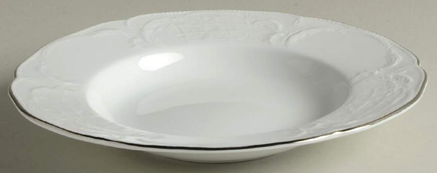Platinum Band (Sanssouci, White) Large Rim Soup Bowl by Rosenthal - Continental-1