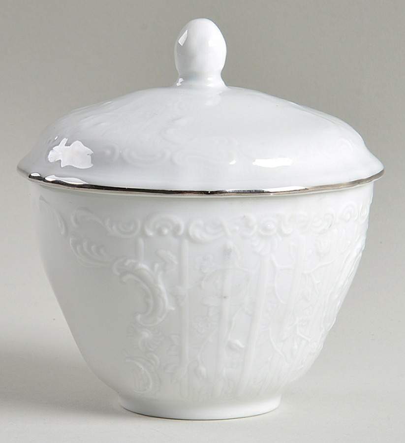 Platinum Band (Sanssouci, White) Sugar Bowl & Lid by Rosenthal - Continental-1