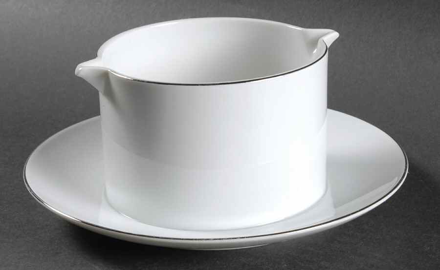 Platinum Band (Medallion Shape) Gravy Boat with Attached Underplate by Rosenthal - Continental-1