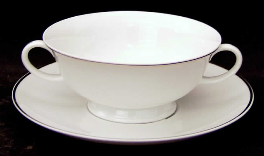 Platinum Band (Aida) Footed Cream Soup Bowl & Saucer Set by Rosenthal - Continental-1