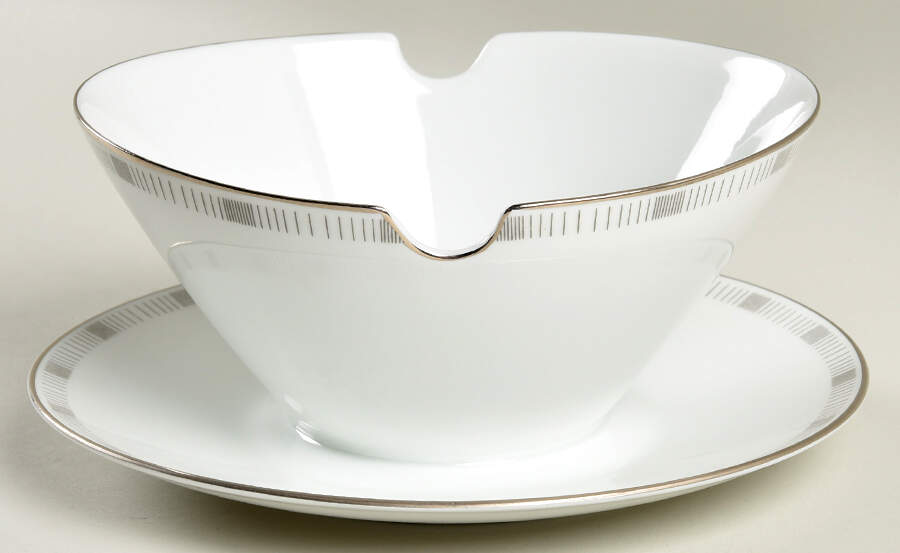Platinum Lines Gravy Boat with Attached Underplate by Rosenthal - Continental-1