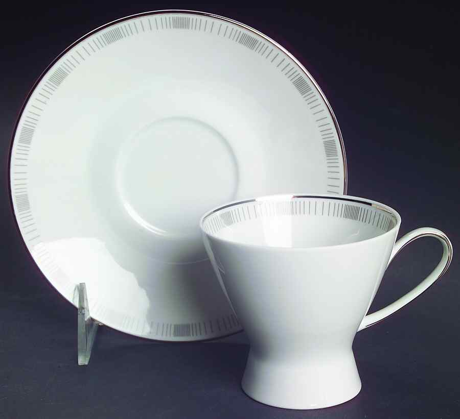 Platinum Lines Footed Cup & Saucer Set by Rosenthal - Continental-1