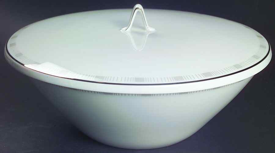 Platinum Lines Round Covered Vegetable-Uses RV9 as Base+CVLRV9 by Rosenthal - Continental-1