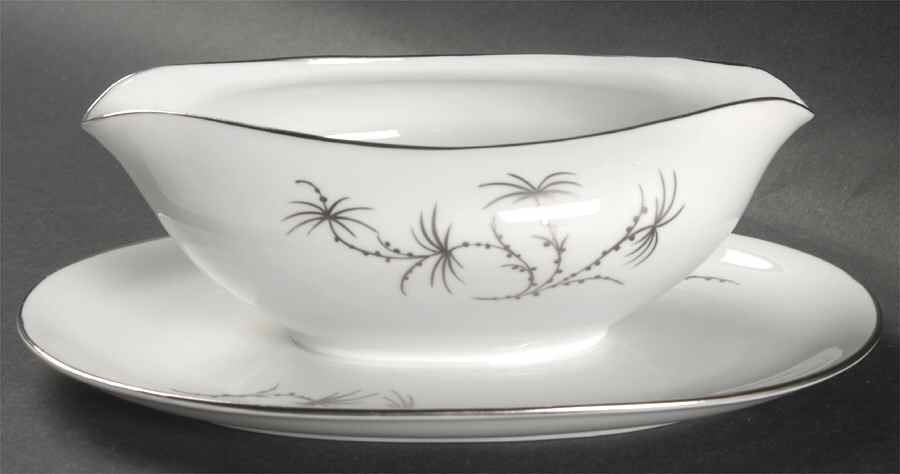 Platinum Palm Gravy Boat with Attached Underplate by Rosenthal - Continental-1