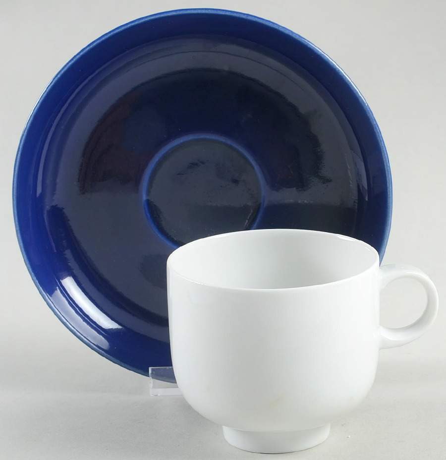 Plus White Flat Cup & Saucer Set by Rosenthal - Continental-1
