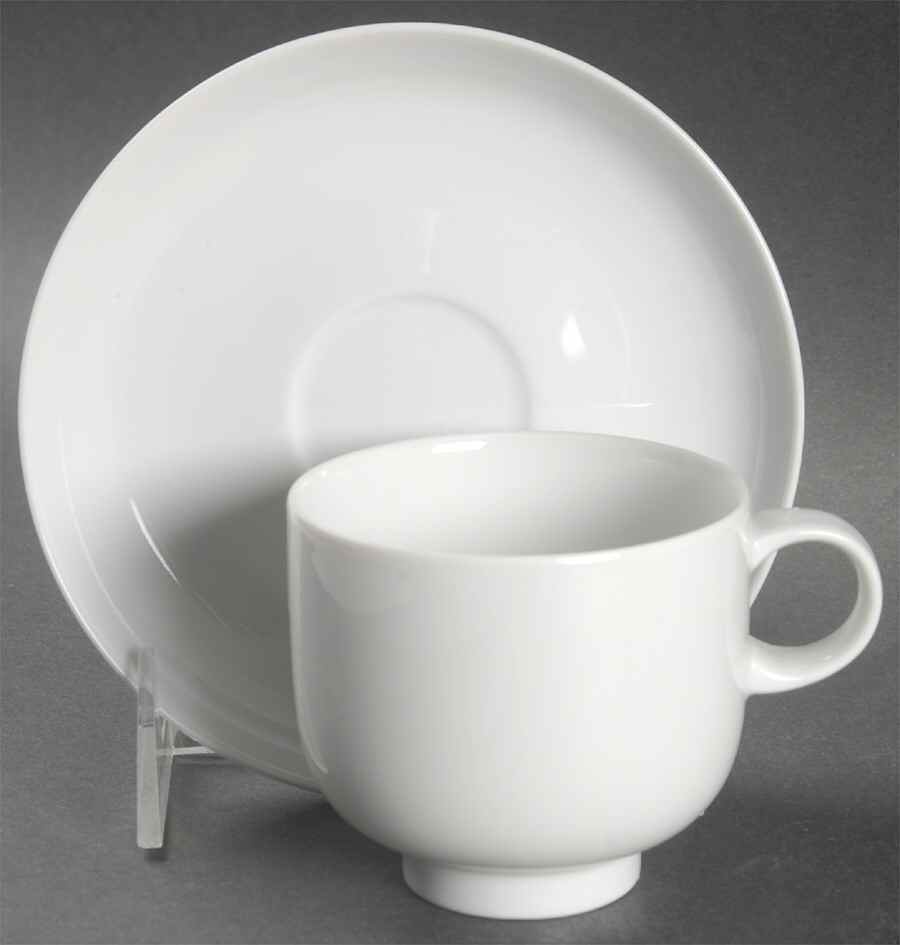 Plus White Flat Cup & Saucer Set by Rosenthal - Continental-1