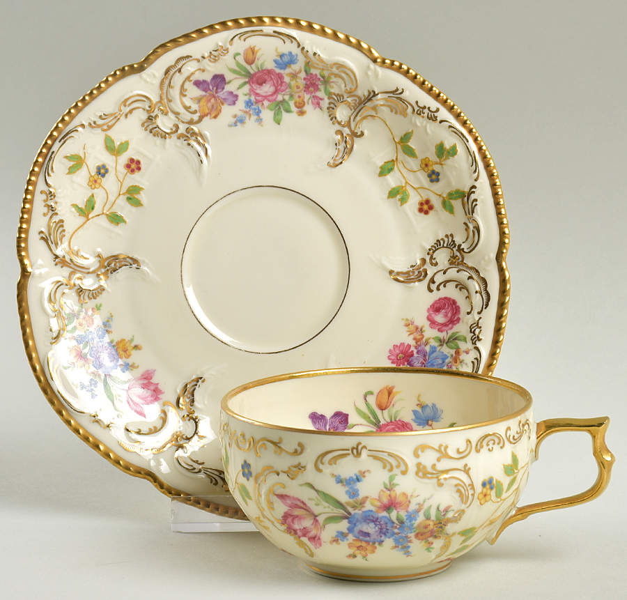 Pompadour (Sanssouci Shape) Flat Cup & Saucer Set by Rosenthal - Continental-1