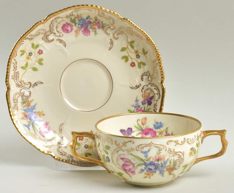 Pompadour (Sanssouci Shape) Flat Bouillon Cup & Saucer by Rosenthal - Continental-1