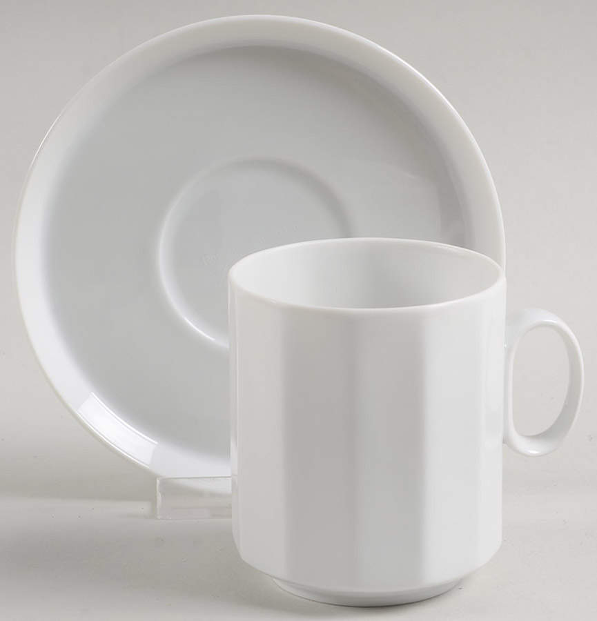 Polygon White Flat Cup & Saucer Set by Rosenthal - Continental-1