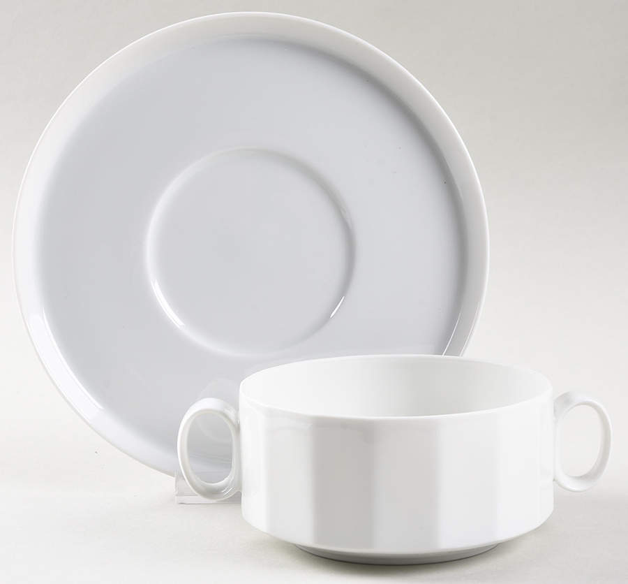 Polygon White Flat Cream Soup & Saucer Set by Rosenthal - Continental-1