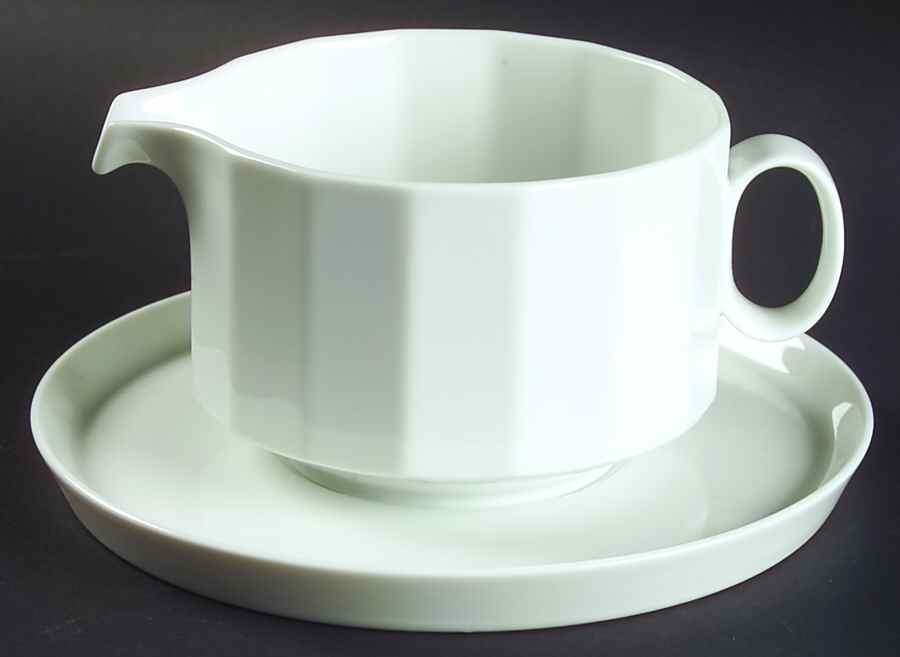 Polygon White Round Gravy Boat & Underplate by Rosenthal - Continental-1