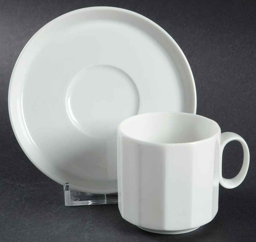 Polygon White Flat Demitasse Cup & Saucer Set by Rosenthal - Continental-1