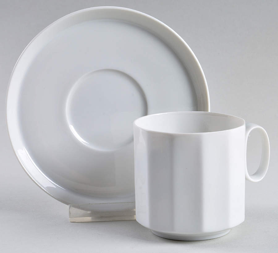 Polygon White Flat Cup & Saucer Set by Rosenthal - Continental-1