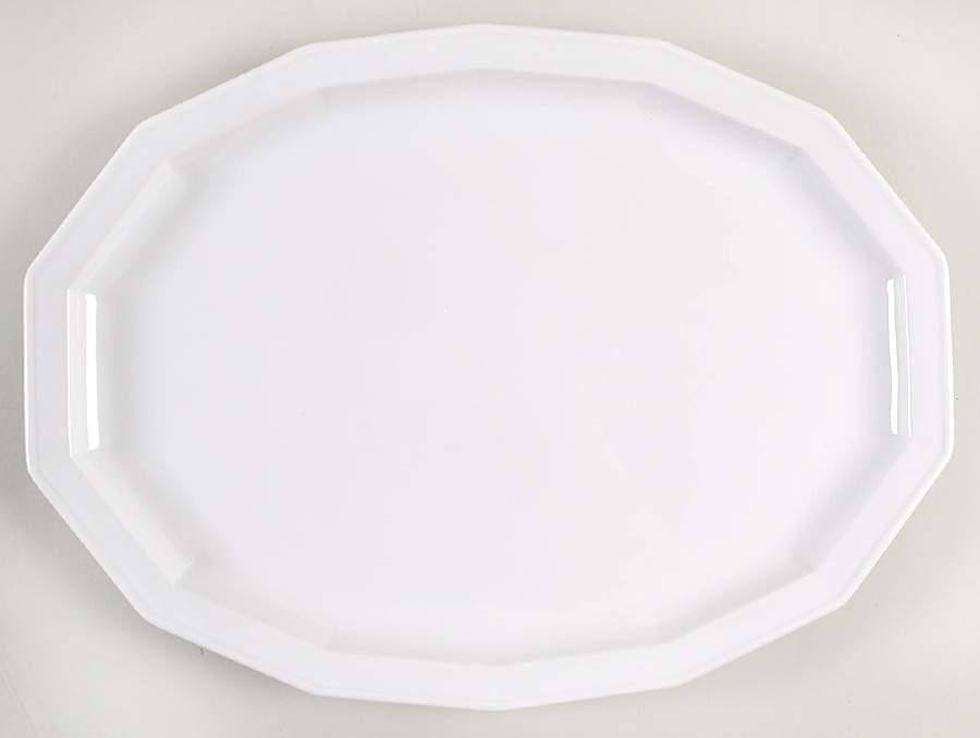 Polygon White 15" Oval Serving Platter by Rosenthal - Continental-1