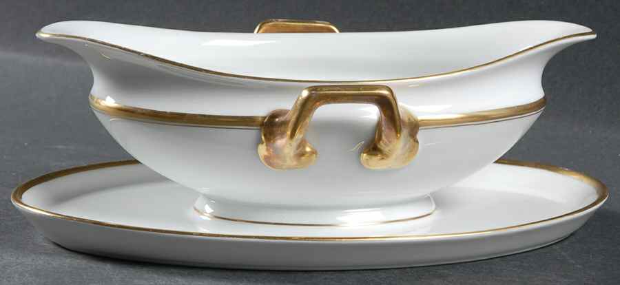 Princess Gold (White Body) Gravy Boat with Attached Underplate by Rosenthal - Continental-1