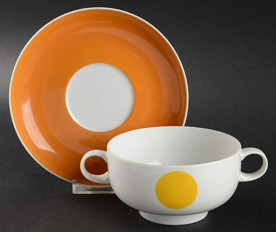 Punctal Footed Cream Soup Bowl & Saucer Set by Rosenthal - Continental-1