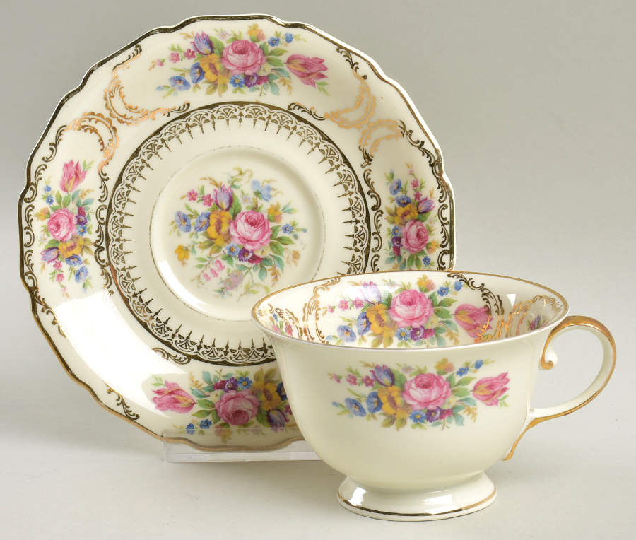 Queen's Bouquet Footed Cup & Saucer Set by Rosenthal - Continental-1
