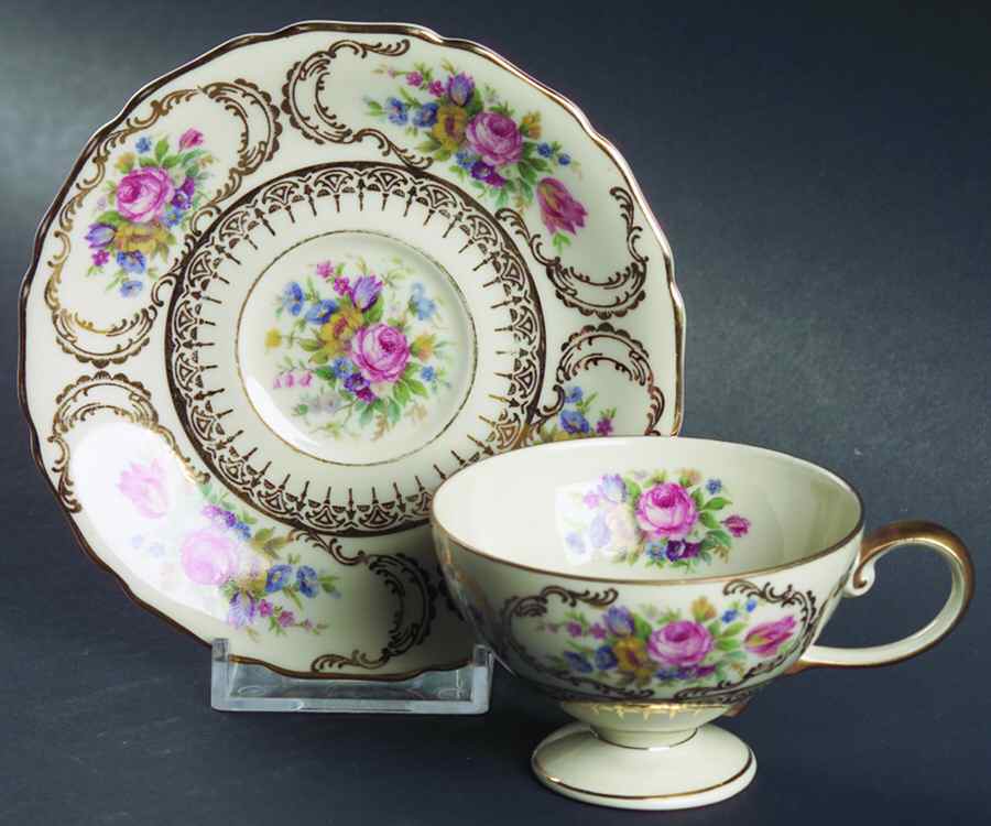 Queen's Bouquet Footed Demitasse Cup & Saucer Set by Rosenthal - Continental-1