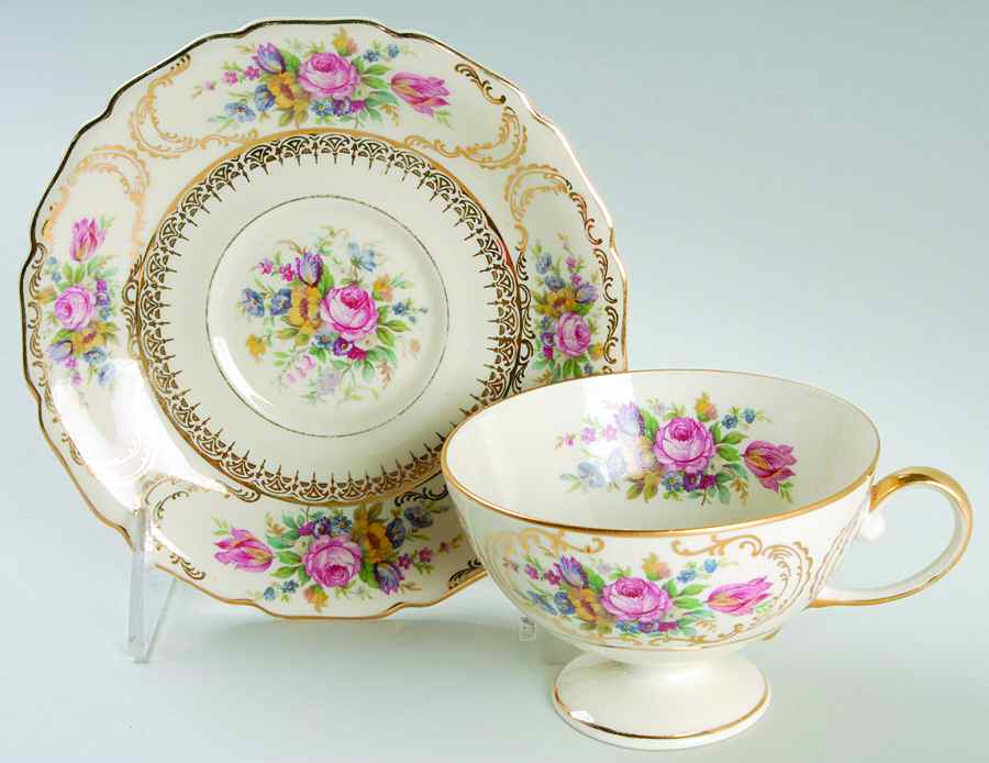 Queen's Bouquet Footed Cup & Saucer Set by Rosenthal - Continental-1