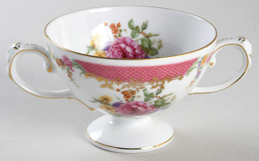 Queen's Rose (No Inner Gold Band) Footed Bouillon Cup by Rosenthal - Continental-1