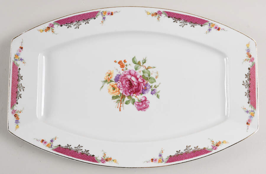 Queen's Rose (No Inner Gold Band) 14" Oblong Serving Platter by Rosenthal - Continental-1