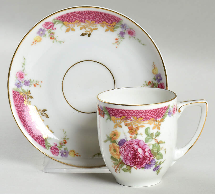 Queen's Rose (No Inner Gold Band) Flat Demitasse Cup & Saucer Set by Rosenthal - Continental-1