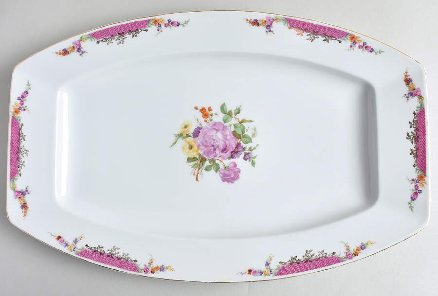 Queen's Rose (No Inner Gold Band) 17" Oblong Serving Platter by Rosenthal - Continental-1