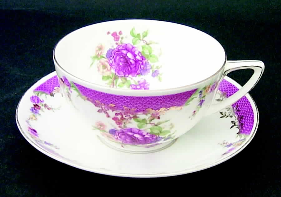 Queen's Rose (No Inner Gold Band) Flat Cup & Saucer Set by Rosenthal - Continental-1