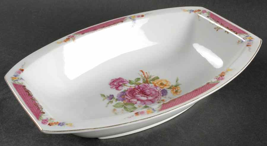 Queen's Rose (No Inner Gold Band) 10" Oval Vegetable Bowl by Rosenthal - Continental-1