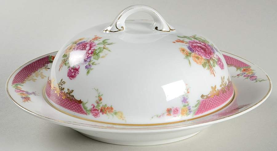 Queen's Rose (No Inner Gold Band) Round Covered Butter by Rosenthal - Continental-1