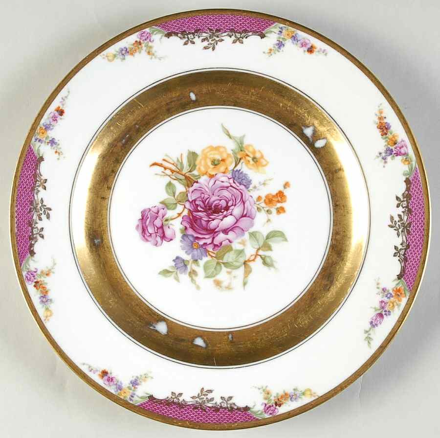 Queen's Rose (Wide Gold Inner Band) Luncheon Plate by Rosenthal - Continental-1