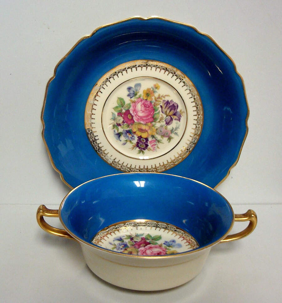 R182 Flat Cream Soup Bowl & Saucer Set by Rosenthal - Continental-1
