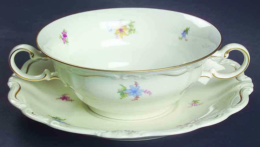 R253 Flat Cream Soup Bowl & Saucer Set by Rosenthal - Continental-1