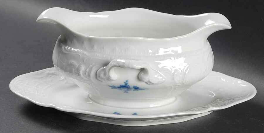 Sansoucci Blue Rose Gravy Boat with Attached Underplate by Rosenthal - Continental-1