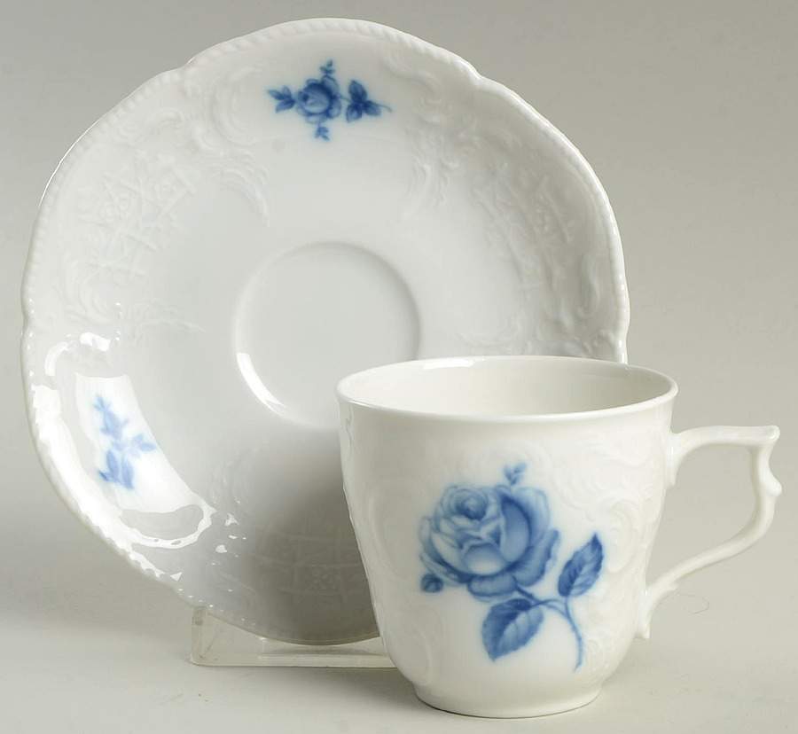Sansoucci Blue Rose Footed Cup & Saucer Set by Rosenthal - Continental-1
