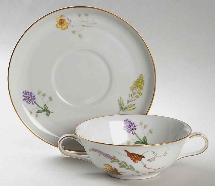 3656 (White) Footed Cream Soup Bowl & Saucer Set by Rosenthal - Continental-1