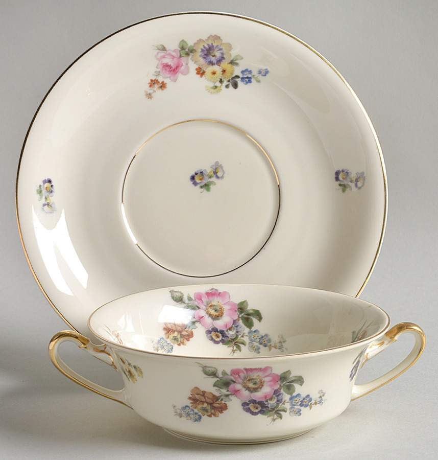 Gardenia Footed Cream Soup Bowl & Saucer Set by Rosenthal - Continental-1