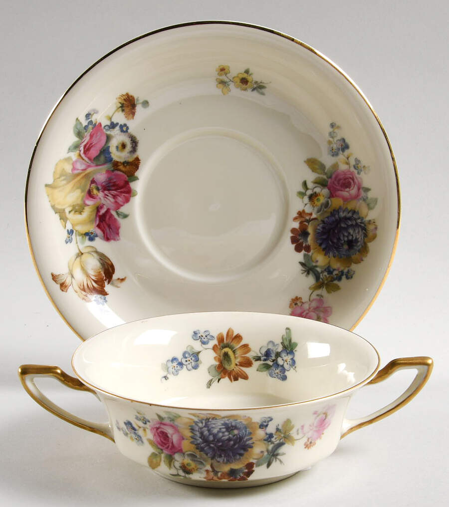 Gardenia Flat Cream Soup Bowl & Saucer Set by Rosenthal - Continental-1