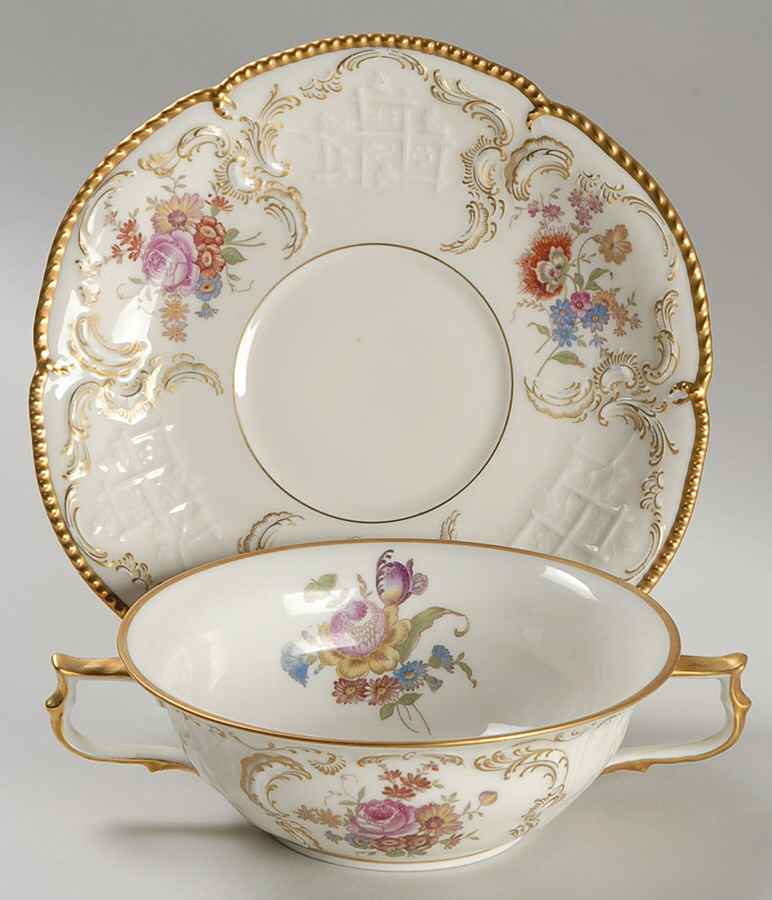 3498 (Sanssouci) Flat Cream Soup Bowl & Saucer Set by Rosenthal - Continental-1