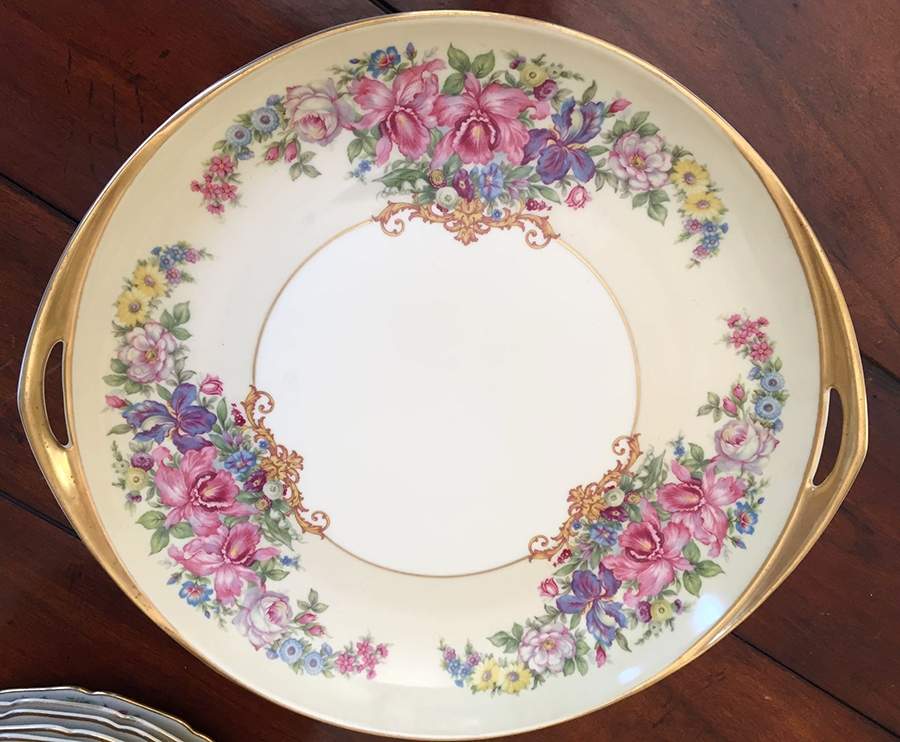 Gwendolyn (Yellow or Yellow & Red Scrolls) Handled Cake Plate by Rosenthal - Continental-1