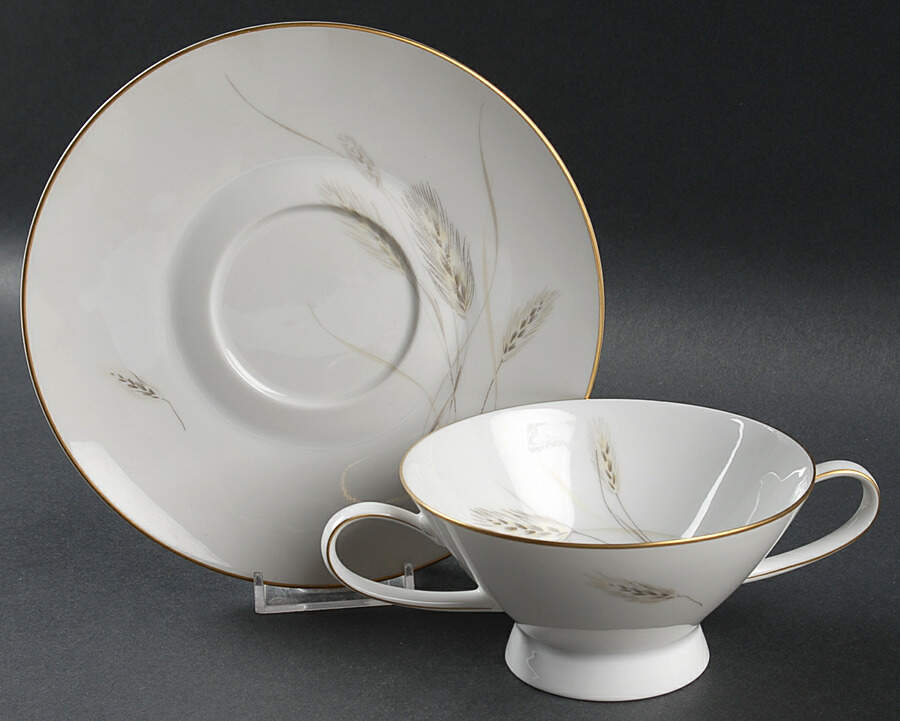 Regina Gold Footed Cream Soup Bowl & Saucer Set by Rosenthal - Continental-1