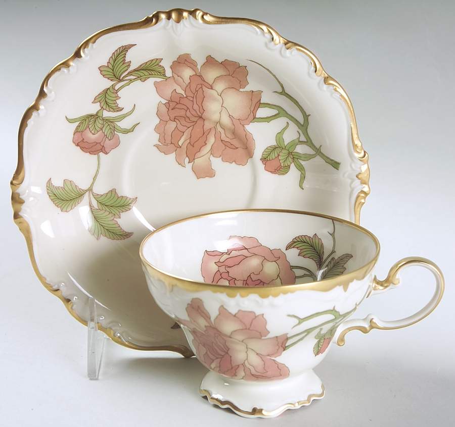 Rigoletto (Pompadour, Gold) Footed Cup & Saucer Set by Rosenthal - Continental-1